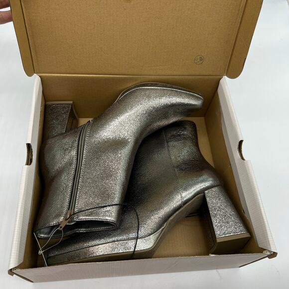 Worthington Womens Bannow Flared Heel Booties Pewter Color Size 8 - Picture 3 of 12